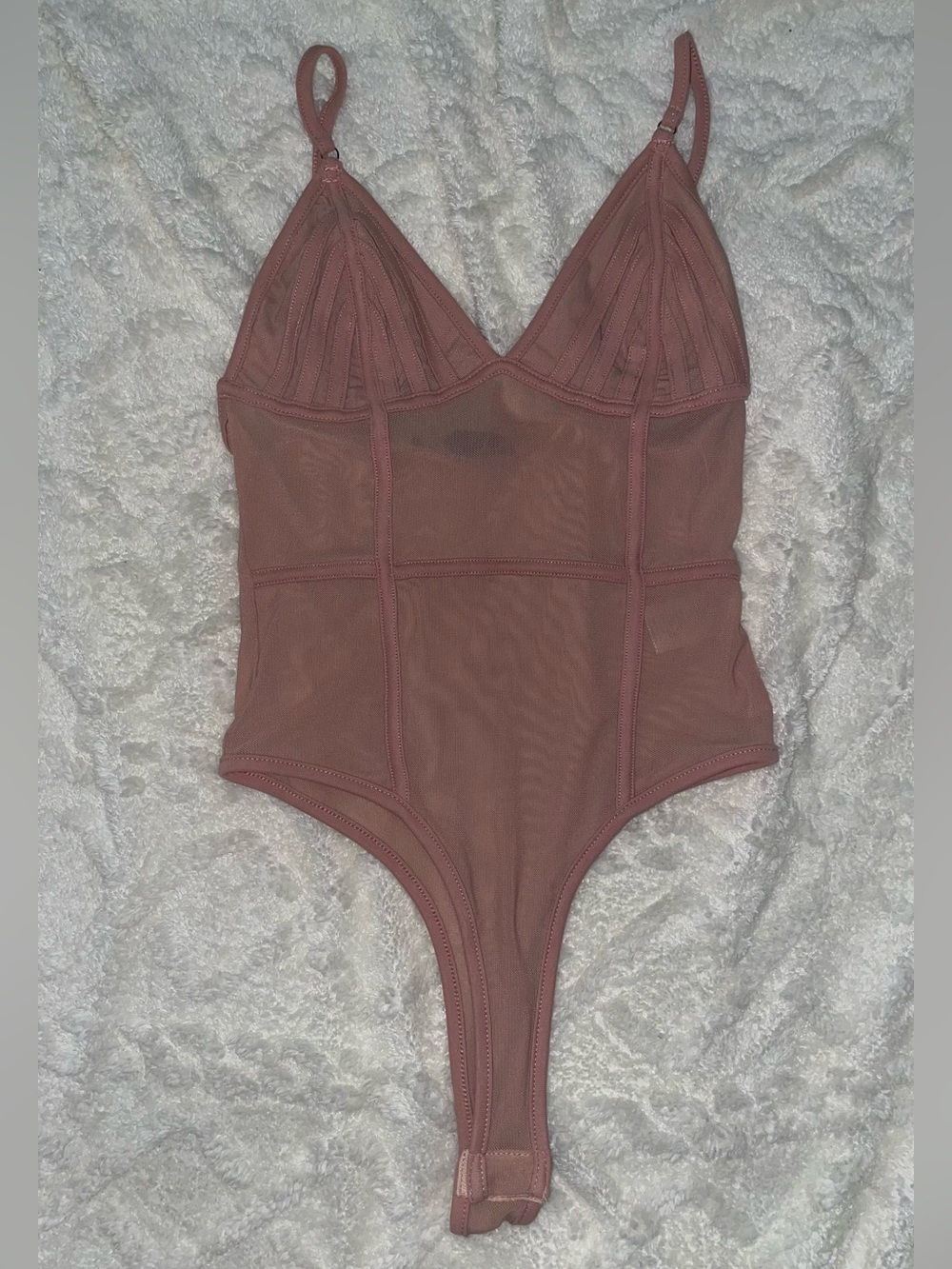 Forever 21 Mauve Pink Sheer Mesh Bodysuit